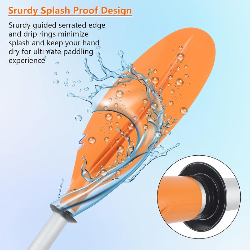 DEDU Kayak Paddle, Boat Paddle 88in 4 Piece Fishing Kayak Paddle, Kayak Oars Paddles Adjustable Lightweight Detachable Aluminum Alloy Shaft with Paddle Leash for Adult - Image 4